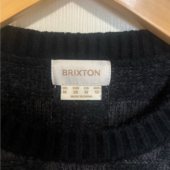 Brixton Checkered Knit Sweater Black Gray Men’s Crewneck Pullover - Picture 2 of 5